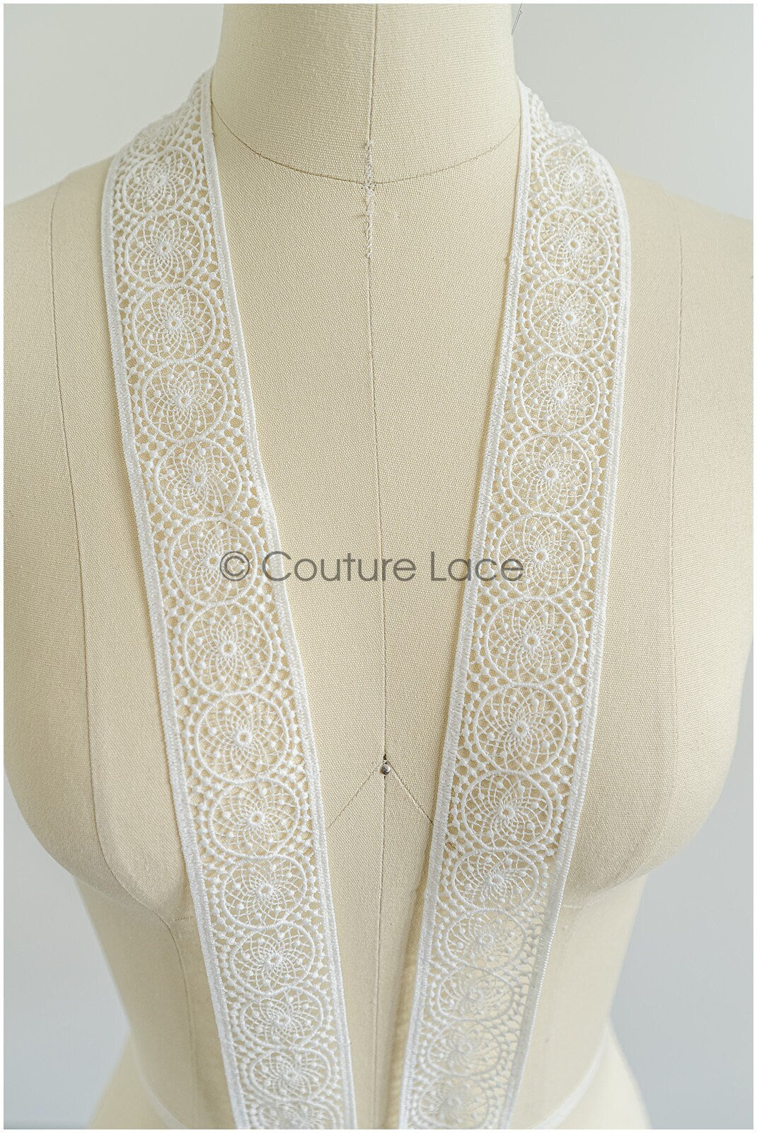 4yds Boho Lace Trim Off-White/ Bridal Lace Trim/ Crocheted Lace/ Lace Trim/ Dreamcatcher Lace Trim// T22-211