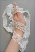 4yds Boho Lace Trim Off-White/ Crocheted Lace/ Bridal Lace/ Guipure Lace Trim/ Dot Lace Trim// T22-213