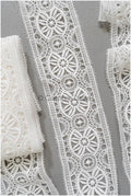 4yds Boho Crochet Lace Trim Off-White/ Bridal Guipure Lace Trim/ Dot Lace Trim// T22-214