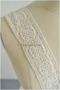 4yds Boho Crochet Lace Trim Off-White/ Bridal Guipure Lace Trim/ Dot Lace Trim// T22-214