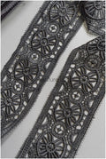 4yds / black boho crochet lace / geometric lace trim / bridal guipure lace trim / black lace // T22-215