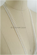 4yds / off-white boho crochet lace trim / geometric lace trim / bridal guipure lace trim / off-white dot lace trim // T22-217