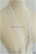 4yds / off-white boho crochet lace trim / geometric lace trim / bridal guipure lace trim / off-white dot lace trim // T22-218