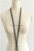 4yds / black boho crochet lace trim / geometric lace trim / bridal guipure lace trim / black lace // T22-221