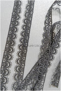 4yds / black boho crochet lace trim / geometric lace trim / bridal guipure lace trim / black lace // T22-221