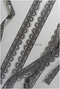 4yds / black boho crochet lace trim / geometric lace trim / bridal guipure lace trim / black lace // T22-221