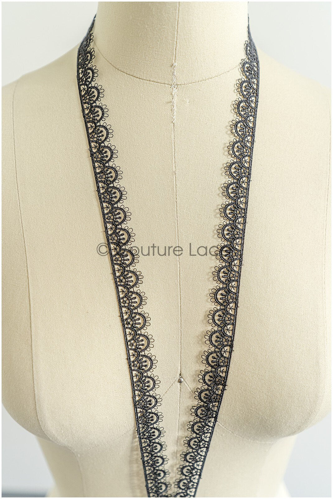 4yds / black boho crochet lace trim / geometric lace trim / bridal guipure lace trim / black lace // T22-221
