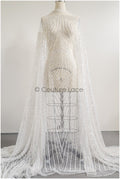 Schwere Perlen Brautspitze Off-White/ Couture Spitzenstoff mit Perlen/ schwere Hochzeitsspitze/ Brautspitze Stoff// L22-099