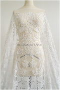 Wunderschöner Spitzenstoff Off-White/ Pünktchen Tüllsockel/ Couture Spitzenstoff/ Boho Braut Spitze// L22-271B