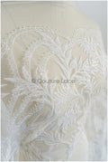 Perlen Spitzenstoff Off-White/ Couture Spitzenstoff mit Perlen/ Braut Spitzenstoff/ Perlen Spitze// L22-422OW