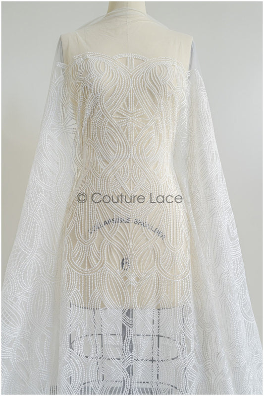 Couture lace fabric off-white/ bridal lace/ lace embroidery for wedding dresses // L22-423