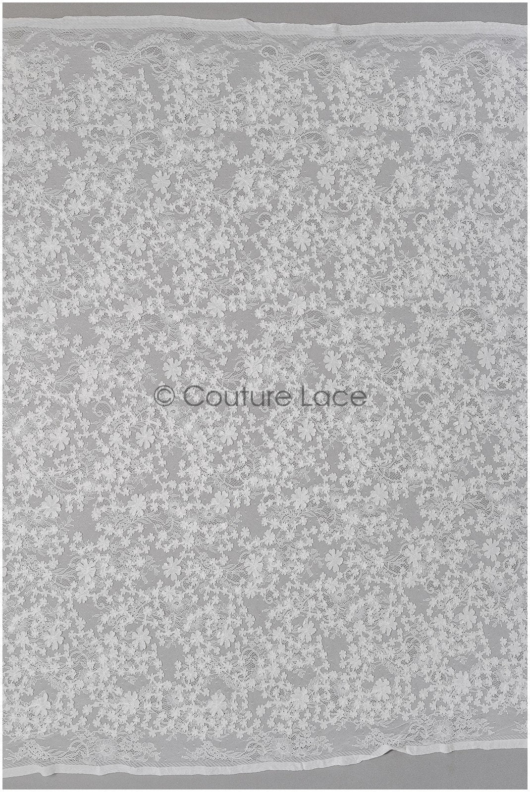 Wunderschöner Spitzenstoff Off-White/ Braut Couture Spitzenstoff mit 3D Blumen/ Brautspitze// L22-424L