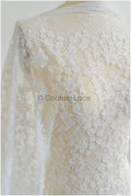 Wunderschöner Spitzenstoff Off-White/ Braut Couture Spitzenstoff mit 3D Blumen/ Brautspitze// L22-424L