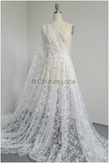 3D Blumen Spitzenstoff Off-White/ französische Spitze/ Couture Spitze/ Brautspitze mit Blumen// L22-424T