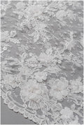 Perlen Spitze Stoff mit 3D Blumen/ Couture Spitzenstoff Off-White/ Braut Spitzenstoff/ Perlen Spitze// L22-426