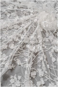 Beautiful pearl lace fabric with 3D flowers/ Bridal couture lace fabric with pearls &amp; sequins/ Bridal lace off-white// L22-432