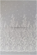 Wildflower lace fabric off-white/ Bridal wildflower couture lace fabric with pearls/ Bridal lace with branches &amp; leaves// L22-436