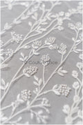 Wildflower lace fabric off-white/ Bridal wildflower couture lace fabric with pearls/ Bridal lace with branches &amp; leaves// L22-436