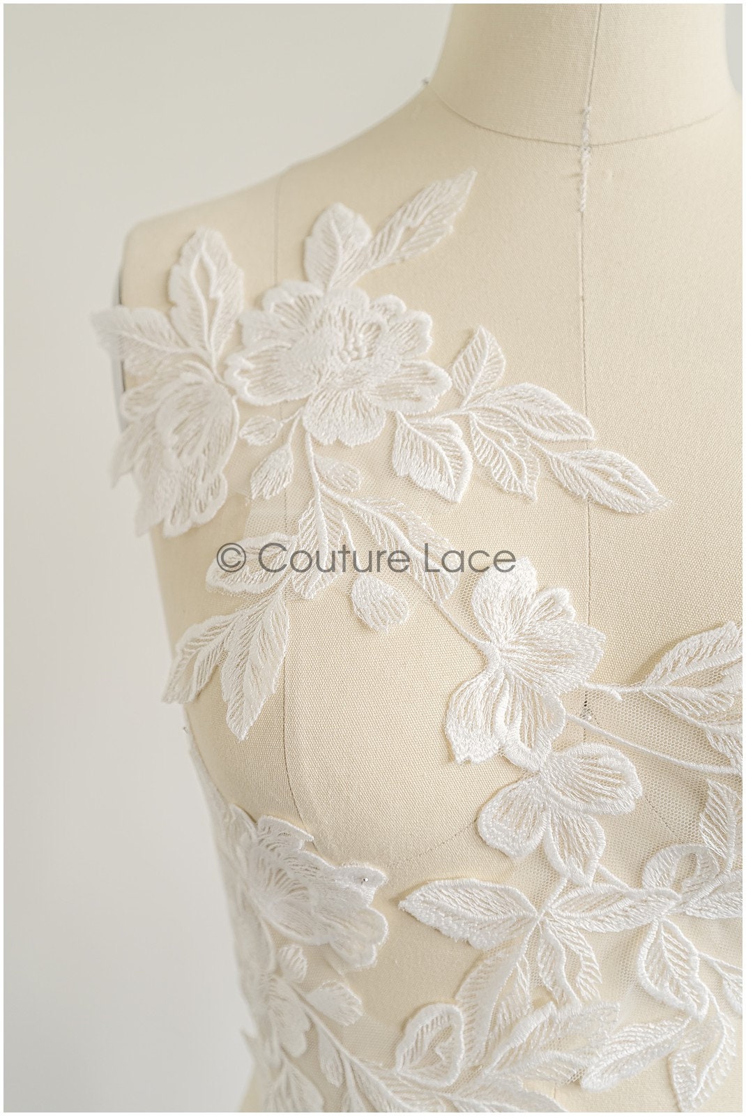 romantischer Blumen-Spitzenaufnäher/ Baumwollblumen Applikation/ Hochzeitskleid Spitzenapplikation/ Brautblumen Applikation// A22-268