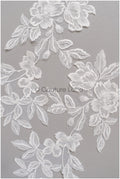 romantischer Blumen-Spitzenaufnäher/ Baumwollblumen Applikation/ Hochzeitskleid Spitzenapplikation/ Brautblumen Applikation// A22-268