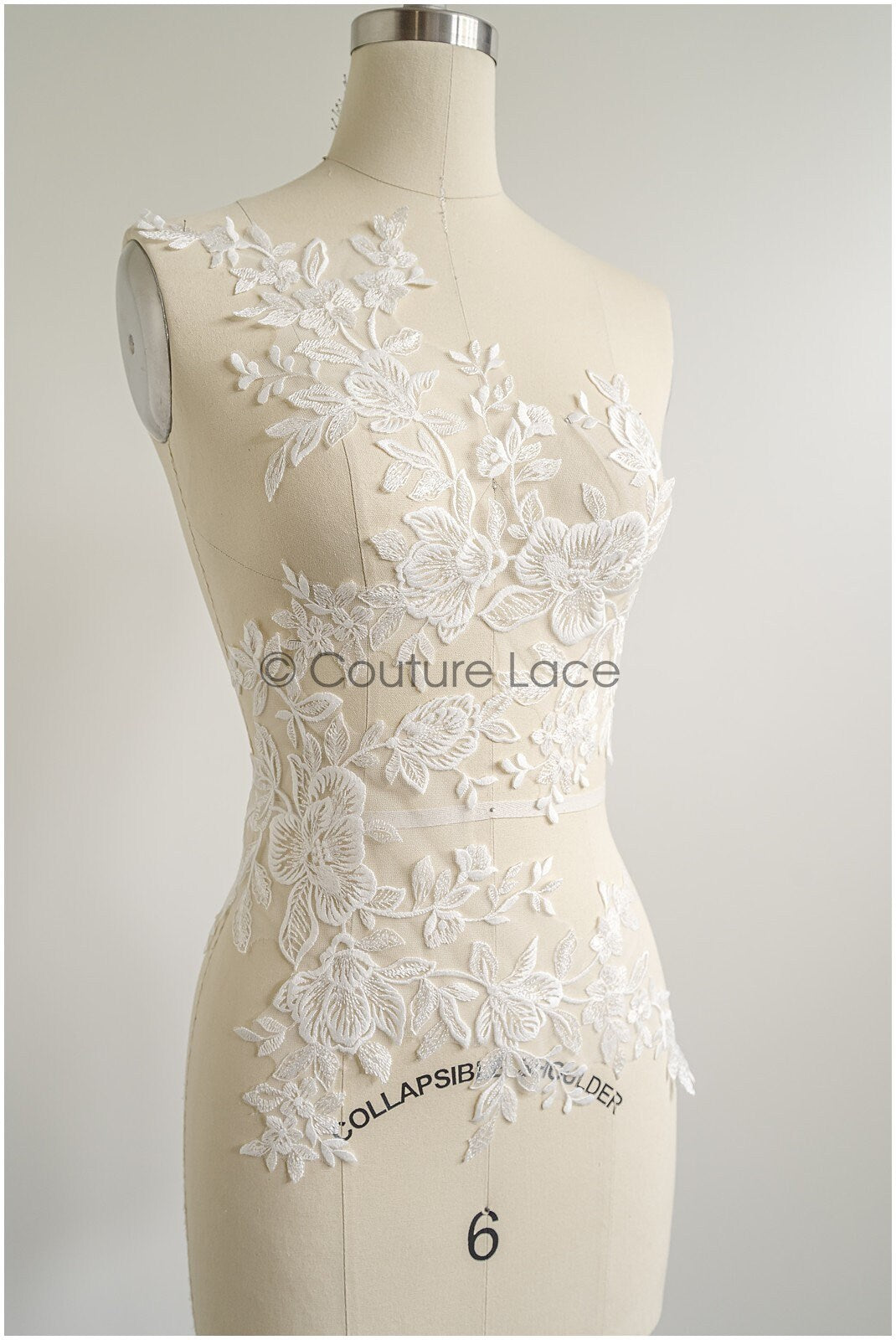 romantischer Blumen-Spitzenaufnäher / Baumwollblumen Applikation / Hochzeitskleid Spitzenapplikation / Brautblumen Applikation// A22-267
