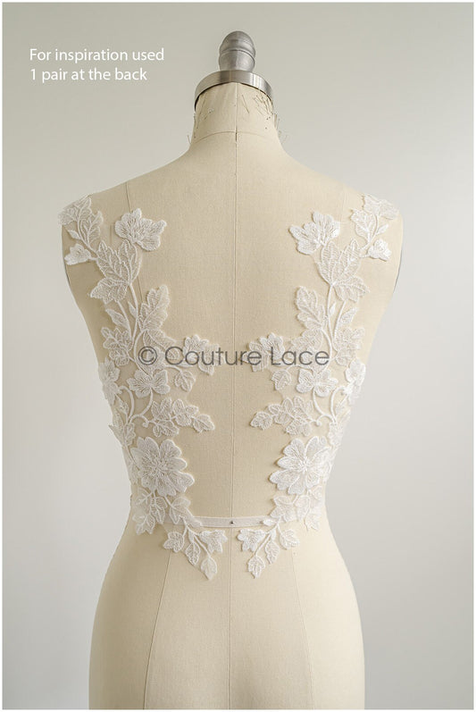 romantischer Blumen-Spitzenaufnäher/ Baumwollblumen Applikation/ Hochzeitskleid Spitzenapplikation/ Brautblumen Applikation// A22-266