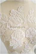 romantischer Blumen-Spitzenaufnäher/ Baumwollblumen Applikation/ Hochzeitskleid Spitzenapplikation/ Brautblumen Applikation// A22-265