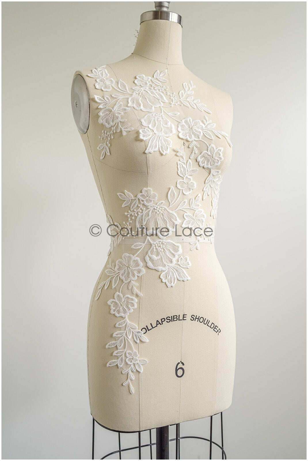 romantischer Blumen-Spitzenaufnäher/ Baumwollblumen Applikation/ Hochzeitskleid Spitzenapplikation/ Brautblumen Applikation// A22-265