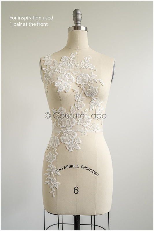 romantischer Blumen-Spitzenaufnäher/ Baumwollblumen Applikation/ Hochzeitskleid Spitzenapplikation/ Brautblumen Applikation// A22-265