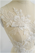 romantischer Blumen-Spitzenaufnäher / Baumwollblumen Applikation / Hochzeitskleid Spitzenapplikation / Brautblumen Applikation// A22-257