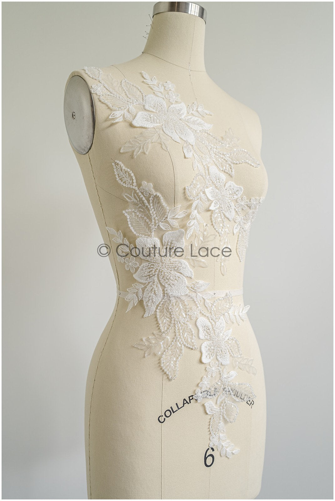 romantischer Blumen-Spitzenaufnäher / Baumwollblumen Applikation / Hochzeitskleid Spitzenapplikation / Brautblumen Applikation// A22-257