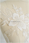 romantischer Blumen-Spitzenaufnäher / Baumwollblumen Applikation / Hochzeitskleid Spitzenapplikation / Brautblumen Applikation// A22-257