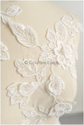 romantischer Blumen-Spitzenaufnäher/ Baumwollblumen Applikation/ Hochzeitskleid Spitzenapplikation/ Brautblumen Applikation// A22-270