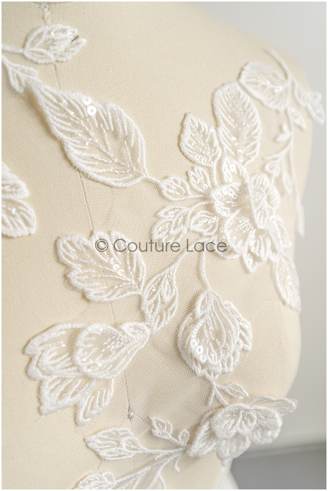 romantischer Blumen-Spitzenaufnäher/ Baumwollblumen Applikation/ Hochzeitskleid Spitzenapplikation/ Brautblumen Applikation// A22-270