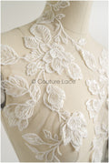 romantischer Blumen-Spitzenaufnäher/ Baumwollblumen Applikation/ Hochzeitskleid Spitzenapplikation/ Brautblumen Applikation// A22-270