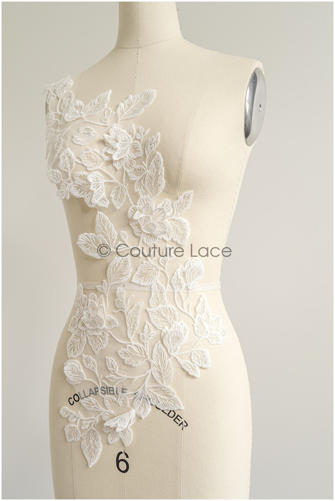 romantischer Blumen-Spitzenaufnäher/ Baumwollblumen Applikation/ Hochzeitskleid Spitzenapplikation/ Brautblumen Applikation// A22-272
