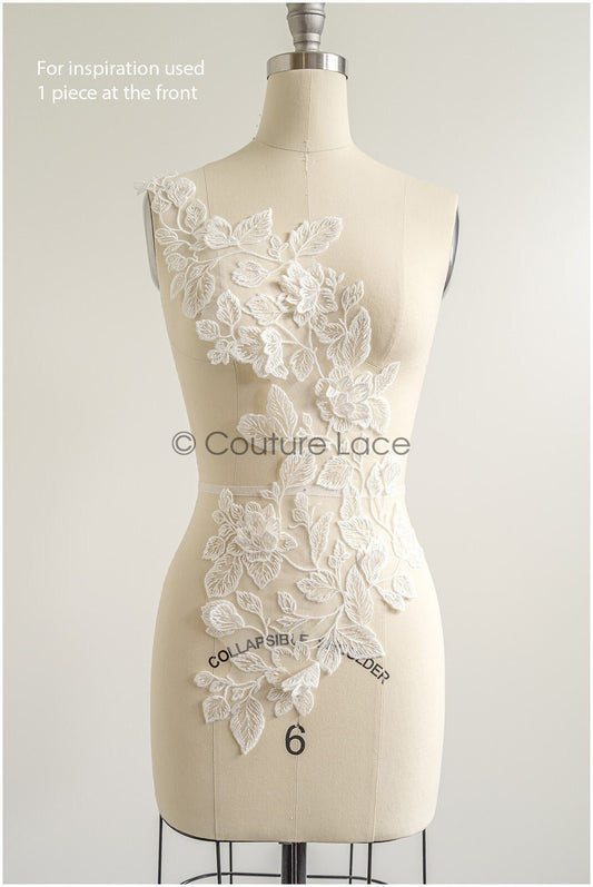 romantischer Blumen-Spitzenaufnäher/ Baumwollblumen Applikation/ Hochzeitskleid Spitzenapplikation/ Brautblumen Applikation// A22-272