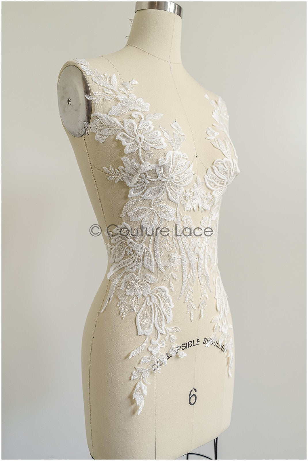 romantischer Blumen-Spitzenaufnäher / Baumwollblumen Applikation / Hochzeitskleid Spitzenapplikation / Brautblumen Applikation// A22-279
