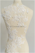 romantischer Magnolien Spitzenaufnäher / Baumwollblume Applikation / Hochzeitskleid Spitzenapplikation / Braut Magnolien Applikation// A22-280