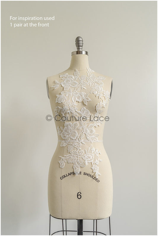 romantischer Magnolien Spitzenaufnäher / Baumwollblume Applikation / Hochzeitskleid Spitzenapplikation / Braut Magnolien Applikation// A22-280
