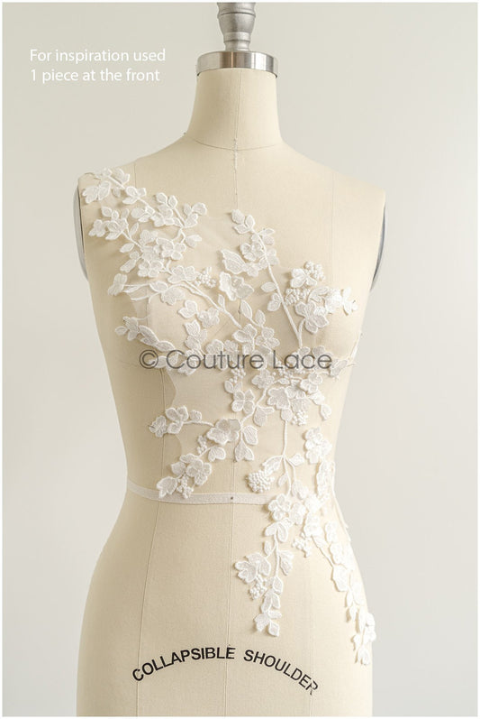romantischer 3D Blumen SpitzenAufnäher / Baumwollblume Applikation / Hochzeitskleid Spitzenapplikation / Brautblumen Applikation// A22-275