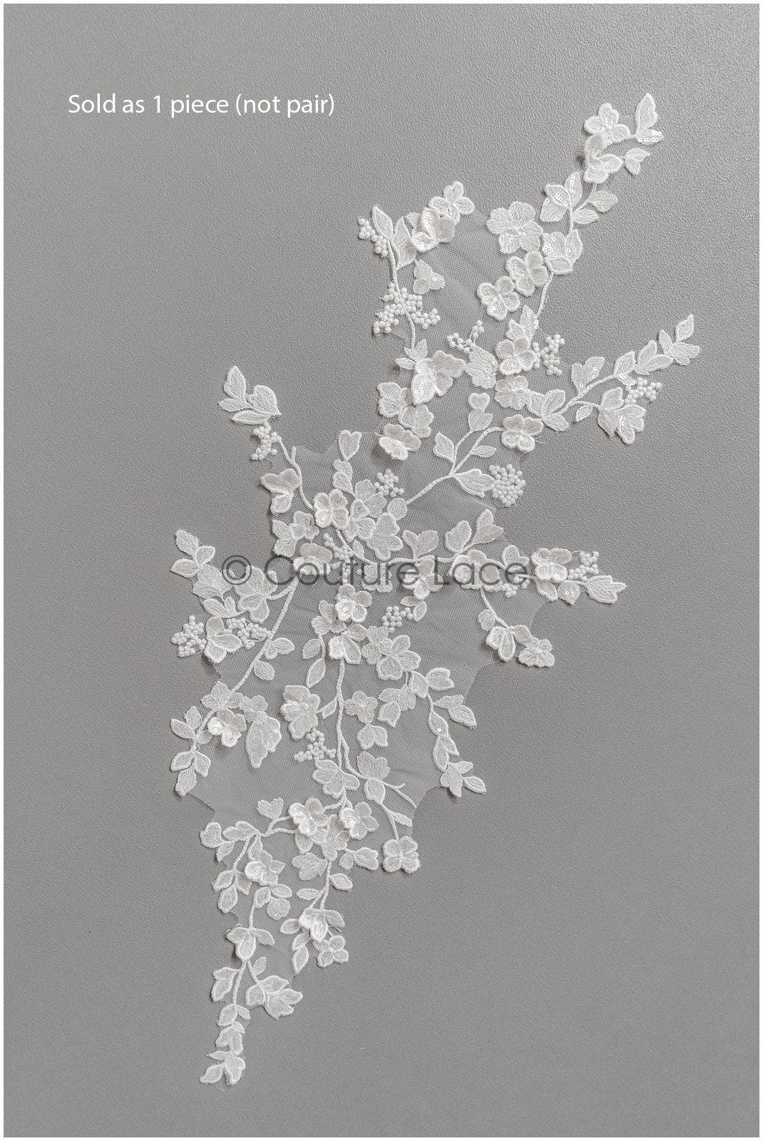 romantischer 3D Blumen SpitzenAufnäher / Baumwollblume Applikation / Hochzeitskleid Spitzenapplikation / Brautblumen Applikation// A22-275