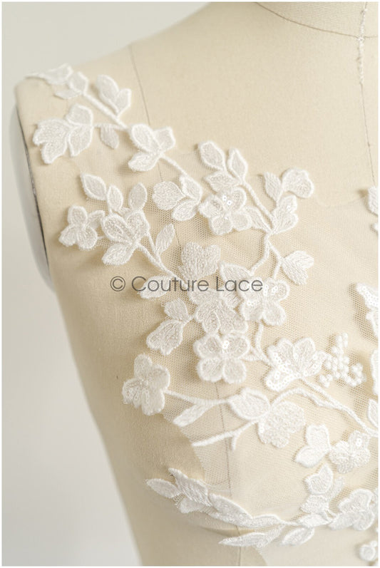 romantischer 3D Blumen SpitzenAufnäher / Baumwollblume Applikation / Hochzeitskleid Spitzenapplikation / Brautblumen Applikation// A22-275