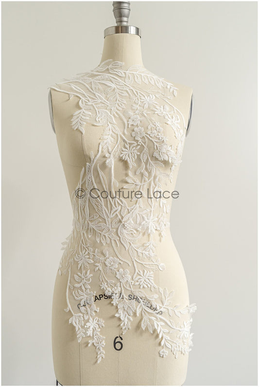 romantischer Wildblumen Spitzen Aufnäher / Wildblumen Applikation / Hochzeitskleid Spitzenapplikation / Braut Wildblumen Applikationen// A22-276