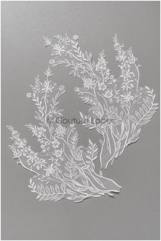 romantischer Wildblumen Spitzen Aufnäher / Wildblumen Applikation / Hochzeitskleid Spitzenapplikation / Braut Wildblumen Applikationen// A22-276