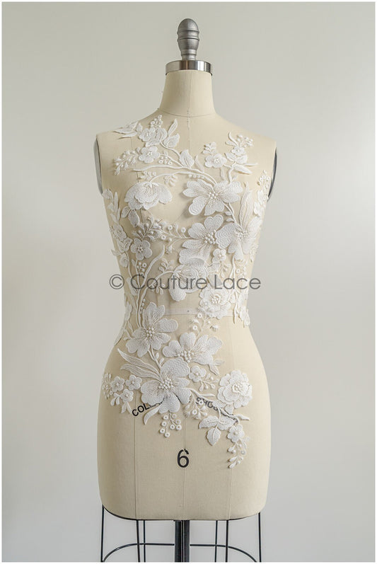 romantischer Wildblumen Spitzen Aufnäher / Wildblumen Applikation / Hochzeitskleid Spitzenapplikation / Braut Wildblumen Applikationen// A22-281
