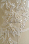 romantischer Blumen-Spitzenaufnäher / Baumwollblumen Applikation / Hochzeitskleid Spitzenapplikation / Brautblumen Applikation// A22-259