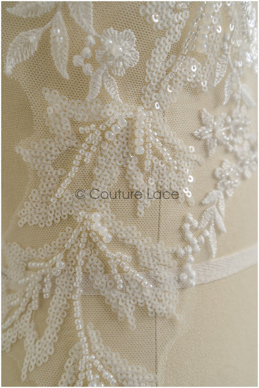 romantischer Blumen-Spitzenaufnäher / Baumwollblumen Applikation / Hochzeitskleid Spitzenapplikation / Brautblumen Applikation// A22-259