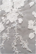 romantischer Blumen-Spitzenaufnäher/ Baumwollblumen Applikation/ Hochzeitskleid Spitzenapplikation/ Brautblumen Applikation// A22-260