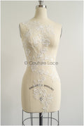 romantischer Blumen-Spitzenaufnäher/ Baumwollblumen Applikation/ Hochzeitskleid Spitzenapplikation/ Brautblumen Applikation// A22-262